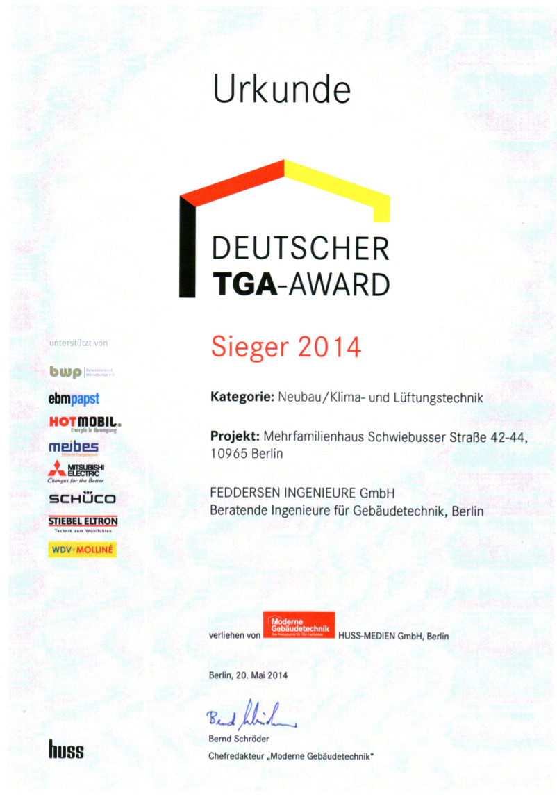 Urkunde TGA-AWARD-2014